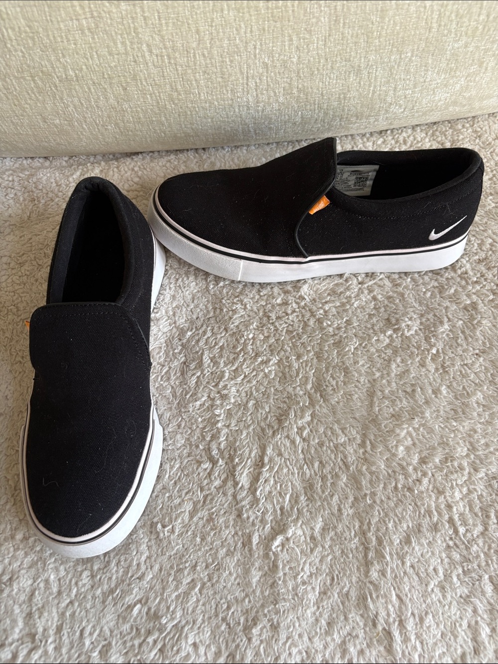Nike Black and White Slip-On Canvas Sneakers BQ 9138-001